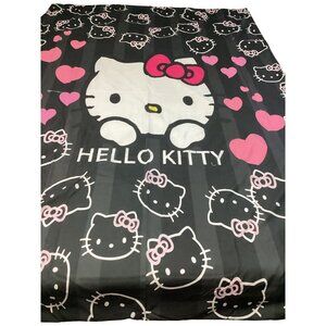 Hello Kitty Black & Pink twin Size Bedding Set duvet cover 2 Pillowcases NWOT